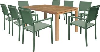 Happy Garden Juego de muebles de jard&iacute;n en teca con 8 sillas de aluminio