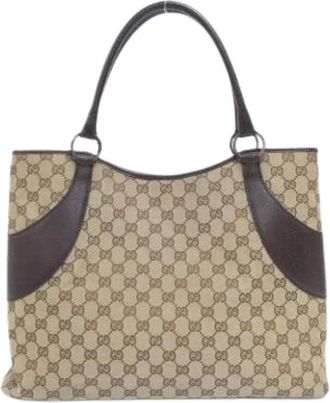 Gucci Pre-owned Handbags, female, Beige, Size: ONE SIZE Pre-owned Vintage Canvas Handbag