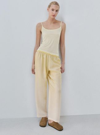 Mango Maglietta micromodal spalline giallo pastello - Donna - S - MANGO