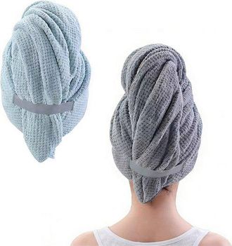 No Brand Juego De 2 Toallas De Microfibra Para Secar El Cabello - 100 X 60 Cm - Aptas Para Mujeres Y Ni&ntilde;as - Estilo A