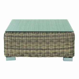 Maisons du monde Mesa baja de jard&iacute;n de vidrio templado y resina trenzada reciclada L.76