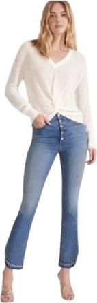 Veronica Beard Carolyn High Rise Baby Boot Jeans With Dolphin Hem In Beacon