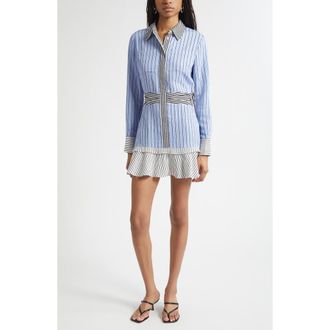 Ramy Brook Solana Long Sleeve Stripe Minidress in Multi Catalina Stripe at Nordstrom, Size Xx-Large