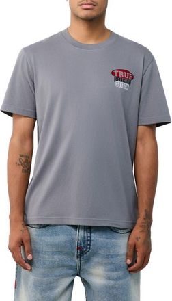 True Religion Stacked Logo Cotton Graphic T-Shirt in Granite Grey at Nordstrom, Size Xx-Large