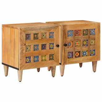 vidaXL Armario De Noche 2 Pcs Natural 40 X 33 X 46 Cm Vidaxl