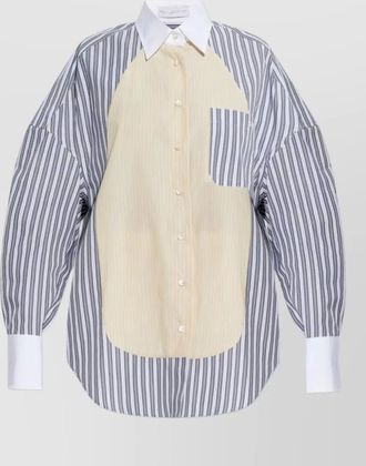 Stella McCartney long sleeve top striped chest pocket panels