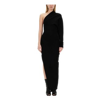Rick Owens Maxi Dresses, female, Black, Size: M One-Shoulder Dress