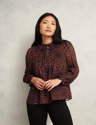 Hobbs London Carolina Blouse in Black Copper at Nordstrom, Size 14