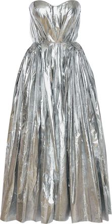 Alexander McQueen metallic-finish bustier midi dress - women - Polyester - 40 - Silver