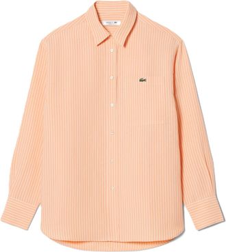 Lacoste Vertical Stripe Long-Sleeved Shirt with Classic Collar