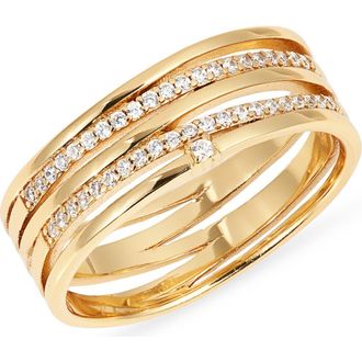 Nordstrom Demifine Cubic Zirconia Crossover Multiband Ring in 14K Gold Plated at Nordstrom Rack, Size 8