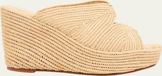 Carrie Forbes Lilou Raffia Platform Wedge Mules
