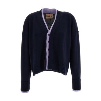 Plan C Cardigan in Lana Morbida - - Knitwear - Donna - Blu - XS