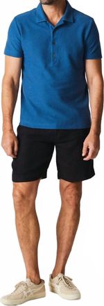 Billy Reid Hemp Cotton Twill Polo In Dark Blue