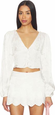 For Love & Lemons Locked Heart Top In White