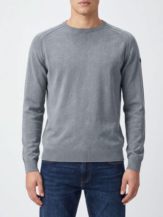 Roberto Ricci Design Long-Sleeve Crewneck Jumper in Pure Cotton with Ribbed Trims