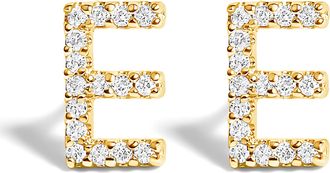 House of Brilliance 10K Gold 1/10 Cttw Diamond Initial A to Z Stud Earring