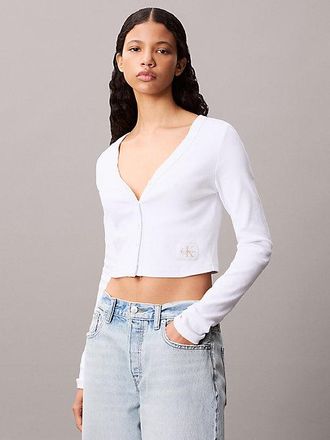 Calvin Klein Cropped Ribbed Cotton Cardigan