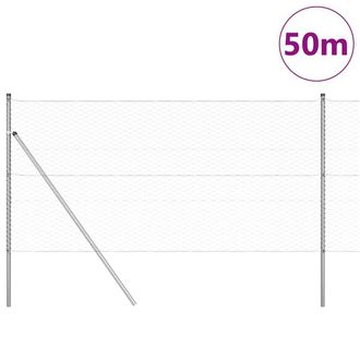 Berkfield Home Hexagon Fence 1.4x50 m Galvanised Steel in Silver