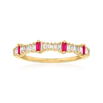 Ross-Simons Diamond and. Ruby Stackable Ring in 14kt Yellow Gold
