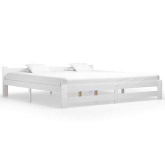 Berkfield Home Bed Frame White Solid Pine Wood 200x200 cm