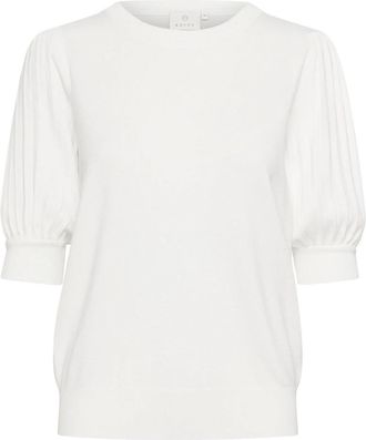 Kaffe Round-neck Truien - Dames - Ronde hals truien - Wit - XS - Nylon - Truien & Vesten