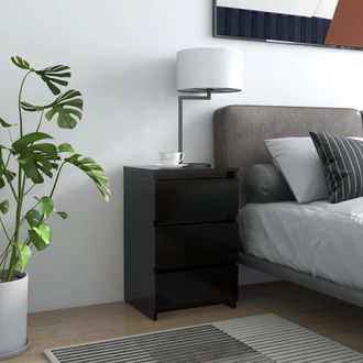 vidaXL Vidaxl - Mesita De Noche Madera Contrachapada Negro 40x35x62,5 Cm