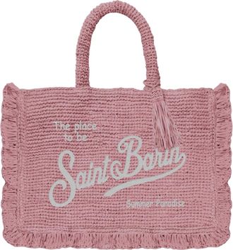 MC2 Saint Barth Textured Raffia Bag With Contrasting Logo