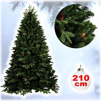 Trade Shop Trade Shop - Albero Di Natale Folto Artificiale 210cm Verde Con Pigne 900 Rami Base A Croce