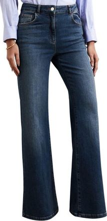 Reiss Bonnie Flare Jeans in Mid Blue at Nordstrom, Size 26P