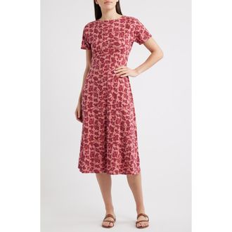 Seasalt Cornwall Mirva Floral Stretch Organic Cotton Jersey Midi Dress in Inky Cowslip Rose at Nordstrom, Size 16 Us