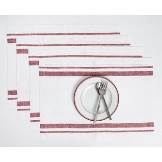 Solino Home Linen Placemats - French Stripe, 14 x 19 in Burgundy And White at Nordstrom, Size Medium