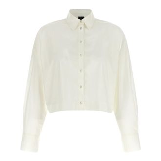Pinko Shirts, female, White, Size: L Carne Crop Shirt
