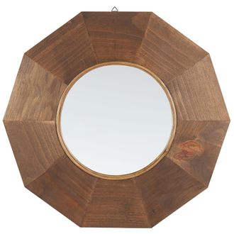 Beliani Beliani - Espejo De Pared De Madera De &Aacute;lamo Marr&oacute;n 60 Cm Colgante R&uacute;stico Moderno Asem