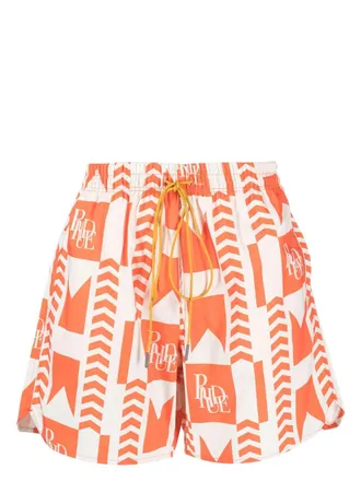 Rhude Grasse logo-print swim shorts - men - Nylon/Polyester/Spandex/Elastane - S - Orange