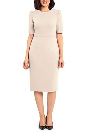 Donna Morgan Short Sleeve Sheath Dress In Horn