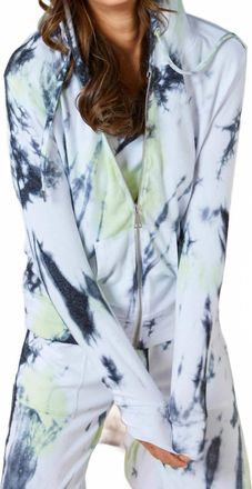 French Kyss Marble Wash Zip Up Hoodie In Lime