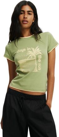 Cotton On Womens The Double Layer Tiny Graphic Tee in Days In The Sun Pale Cactus at Nordstrom, Size Xx-Small