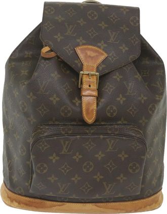 Louis Vuitton Montsouris Brown Canvas Backpack Bag (Pre-Owned)