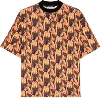 Roberto Cavalli Devil Print Cotton T-Shirt, Size X-Large