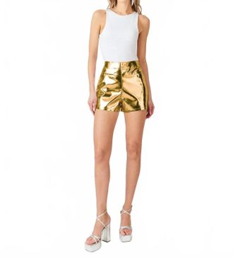 Amylynn Mindi Metallic Shorts In Gold