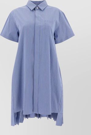sacai hem asymmetry pleated back short sleeves dress