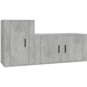 vidaXL Set De Muebles De Tv 2 Pzas Madera Contrachapada Gris Hormig&oacute;n Vidaxl