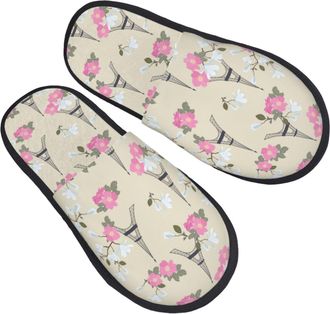 Generic Slippers Eiffel Flower Towers Portable House Slippers Lightweight Anti-Slide Slipper For Hotel Spa Guest Room L