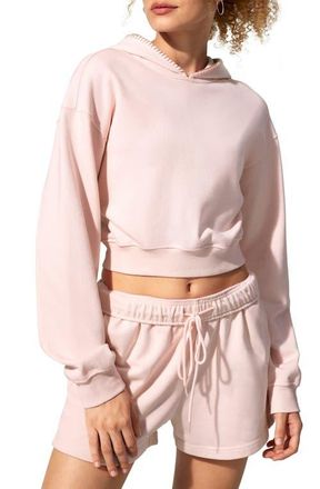 LilySilk SILKERRY Cropped Fit Seamflow Poise Pullover Hoddie in Blush-Pink at Nordstrom, Size X-Large