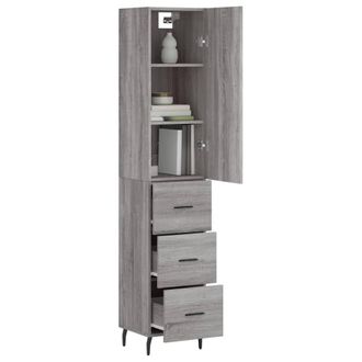 Berkfield Home Highboard Grey Sonoma 34.5x34x180 cm Engineered Wood