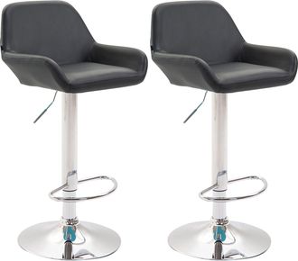Clp Set 2 Taburetes De Bar Braga En Cuero Pu Negro Cromado