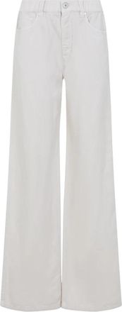 Brunello Cucinelli Contemporary Broeken - Dames - Wijde Broeken - Wit - L - Katoen - Broeken