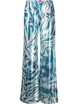 Alberta Ferretti metallic swirl print trousers - women - Polyester/Spandex/Elastane - 40 - Blue
