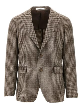 Tagliatore houndstooth single-breasted blazer - men - Wool/Cashmere - 50 - Grey